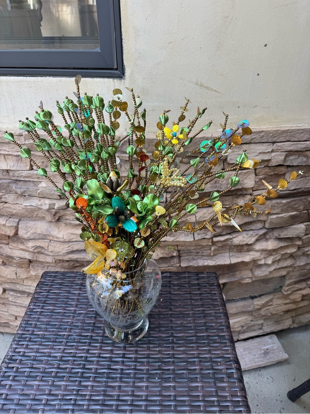 Green and Gold Decorative Floral Spray - Home Accents